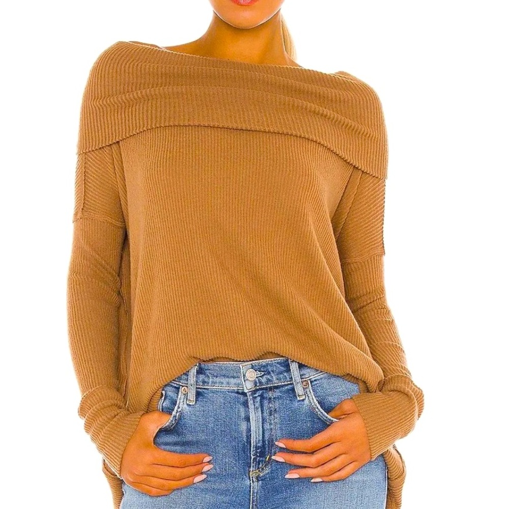 Free People Juicy Long Sleeve Cowl Neck Top Women Color Canyon Moon Size S